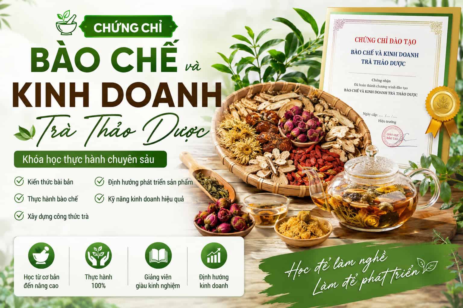 Chứng chỉ bào chế và kinh doanh trà thảo dược