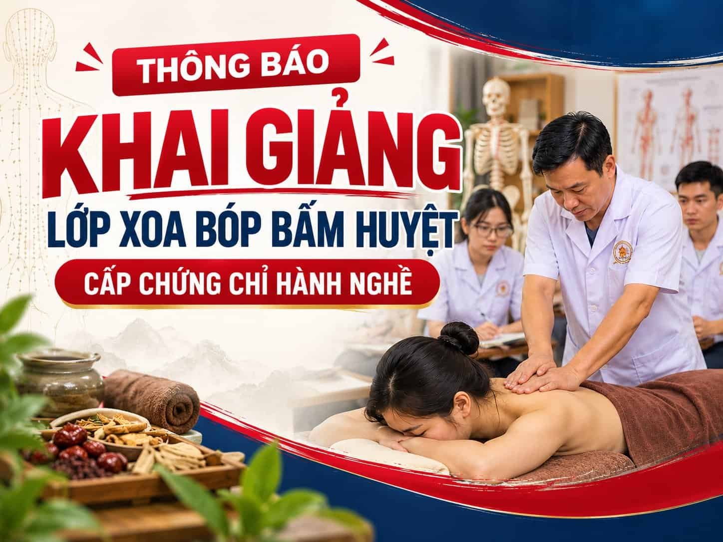 Thông báo khai giảng lớp xoa bóp bấm huyệt